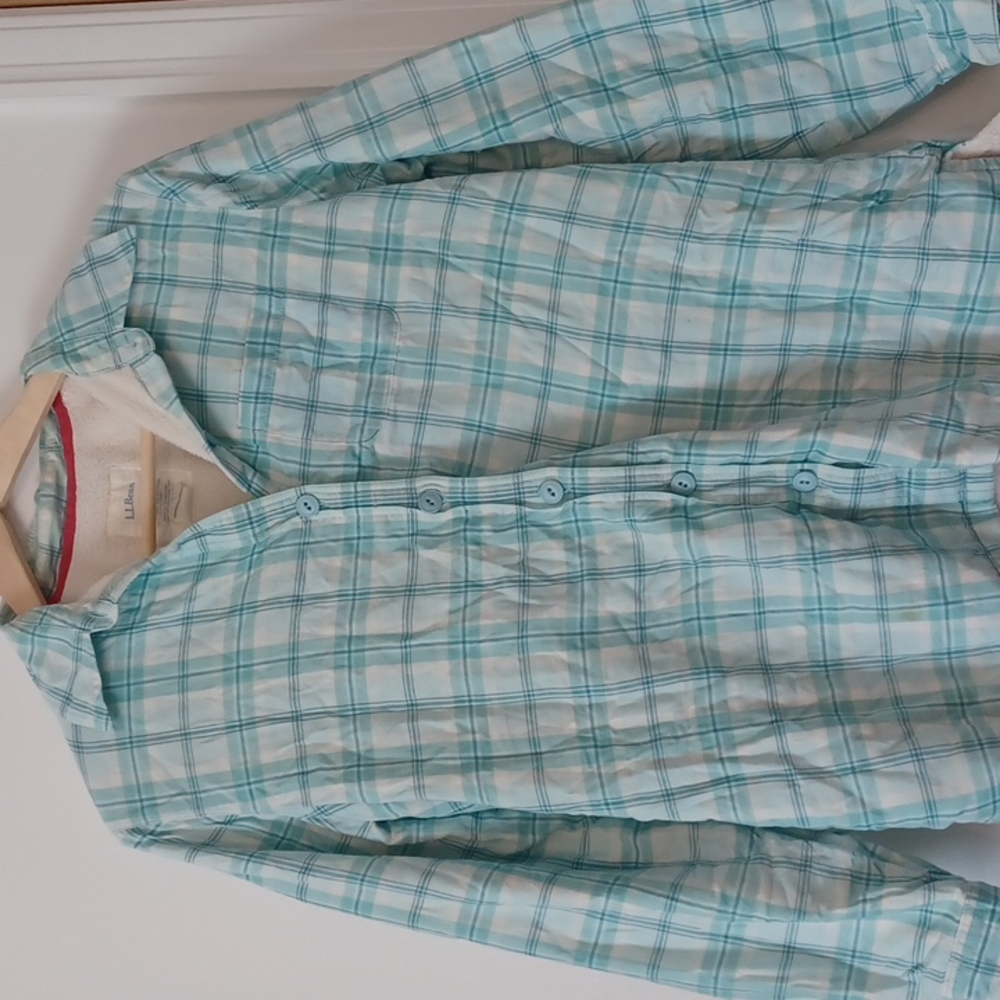 L.L.Bean fleece flannel Light blue with fleece lining Size XS  flannel